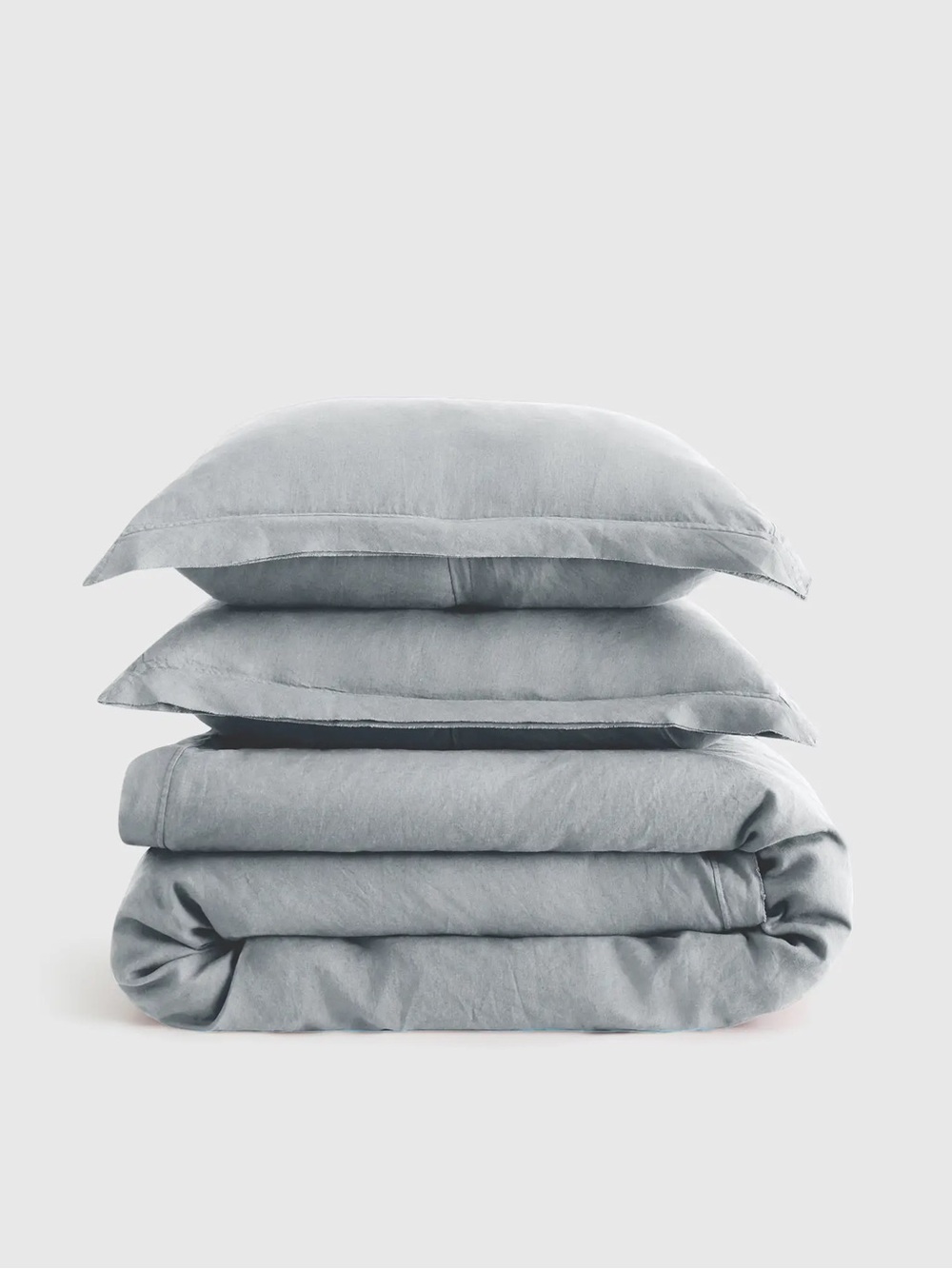 New Quince European Linen Double Flange Duvet Cover Set Full/Queen - Mist $194